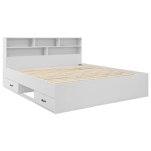 Bestmobilier Andrea - lit avec rangements - 180x200 cm - sommier inclus - bois