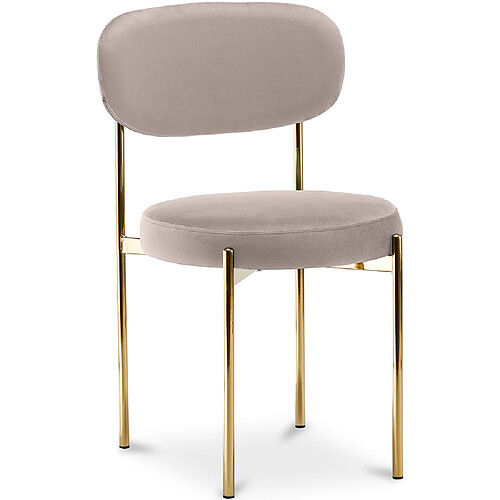 ICONIK INTERIOR Chaise de salle à manger - Revêtue de Velours - Métal doré - Dahe Beige