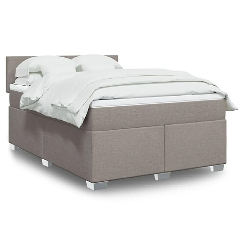 vidaXL Sommier à lattes de lit avec matelas Taupe 140x190 cm Tissu