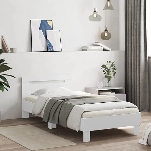 vidaXL Cadre de lit sans matelas avec tête de lit blanc 90x200 cm