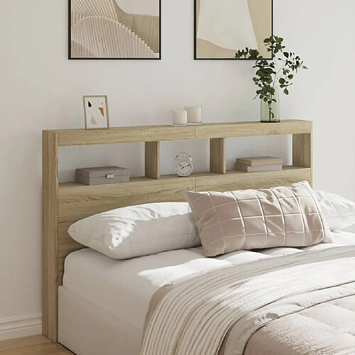 vidaXL Armoire tête de lit avec LED chêne sonoma 160x17x102 cm