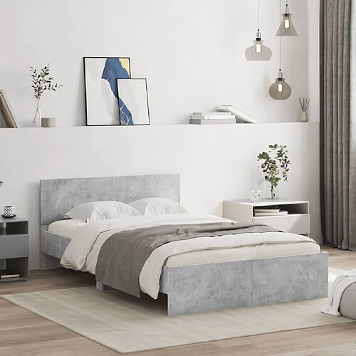 vidaXL Cadre de lit sans matelas gris béton 120x190 cm