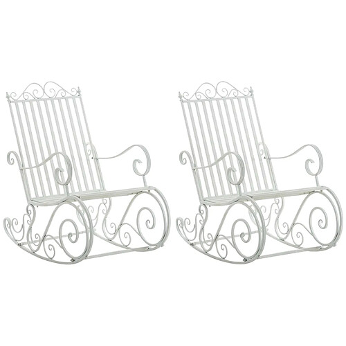 Decoshop26 Lot de 2 fauteuils à bascule - Blanc