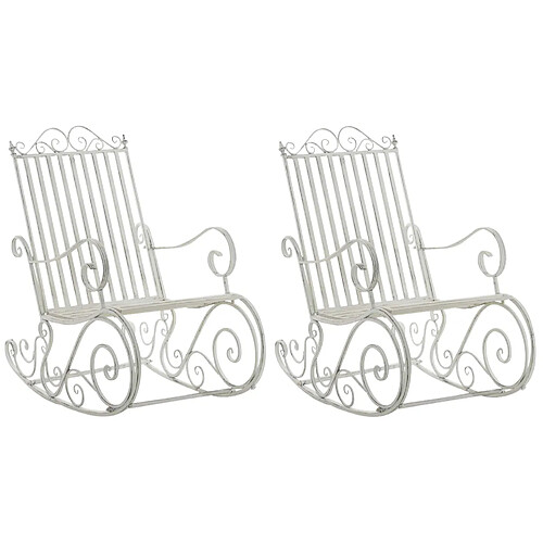 Decoshop26 Lot de 2 fauteuils de jardin à bascule - Blanc