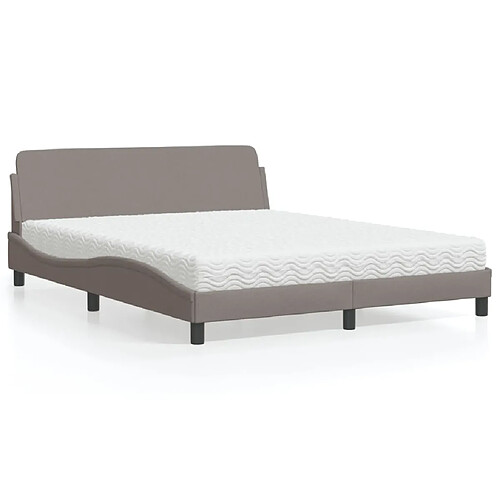 vidaXL Lit avec matelas Dover taupe 160x200 cm tissu