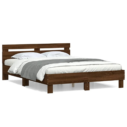 vidaXL Cadre de lit sans matelas chêne marron 140x190 cm
