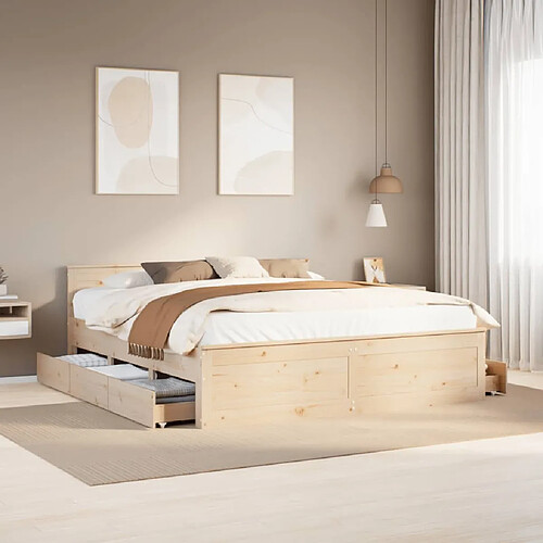 vidaXL Cadre de lit sans matelas avec tête de lit 180x200 cm bois pin