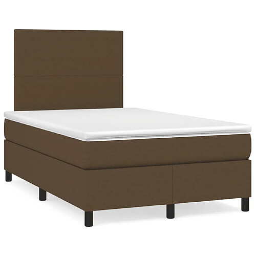 vidaXL Sommier à lattes de lit et matelas marron foncé 120x190cm tissu