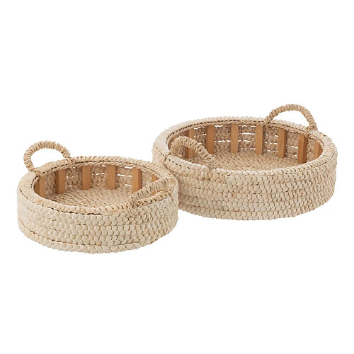Mes Lot de 2 plateaux déco 38 et 48 cm en fibres de mais