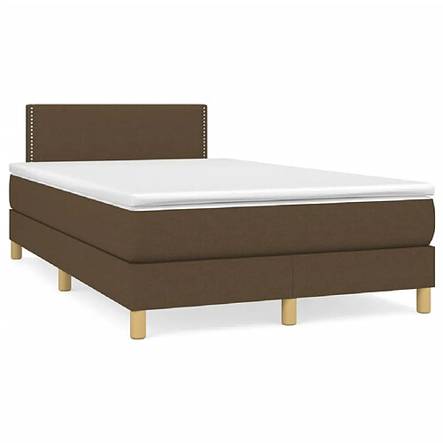 vidaXL Sommier à lattes de lit et matelas marron foncé 120x190cm tissu