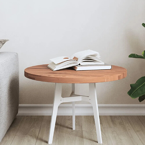 VidaXL Dessus De Table ? 50x2,5 Cm Rond Bois Massif De