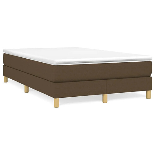 vidaXL Sommier à lattes de lit et matelas marron foncé 120x190cm tissu