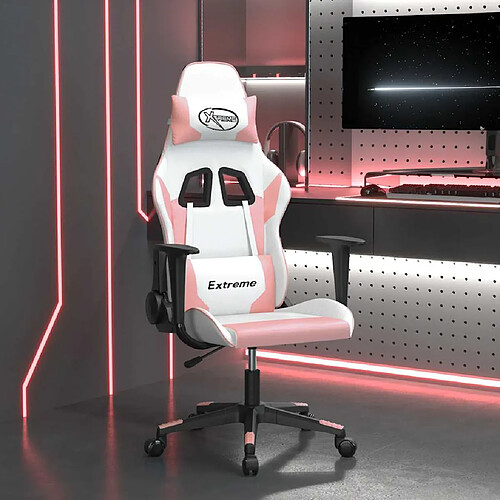vidaXL Chaise de jeu de massage Blanc et rose Similicuir