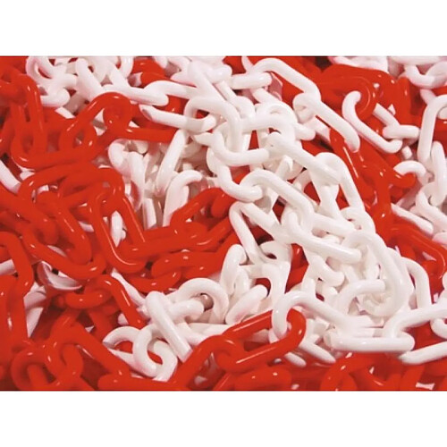 Novap Chaine de signalisation plastique, rouge et blanche, diamètre 8 mm, rouleau de 25 m