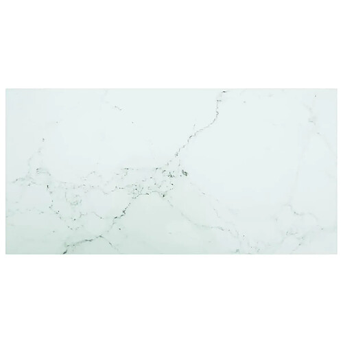 vidaXL Dessus de table blanc 100x50 cm 6 mm verre trempé design marbre