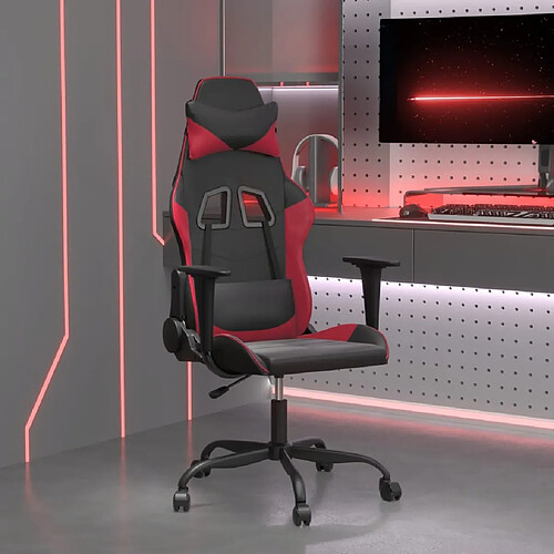 vidaXL Chaise de jeu de massage Noir et rouge bordeaux Similicuir