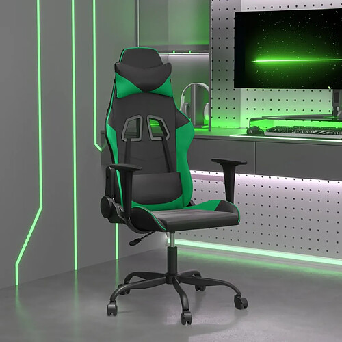 vidaXL Chaise de jeu de massage Noir et vert Similicuir