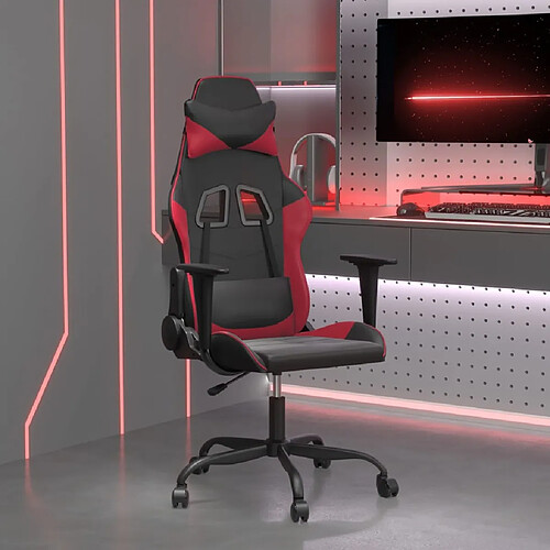 vidaXL Chaise de jeu Noir et rouge bordeaux Similicuir