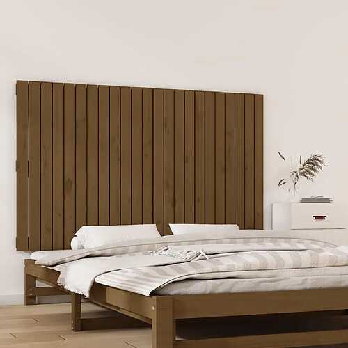 vidaXL Tête de lit murale Marron miel 147x3x90 cm Bois massif de pin