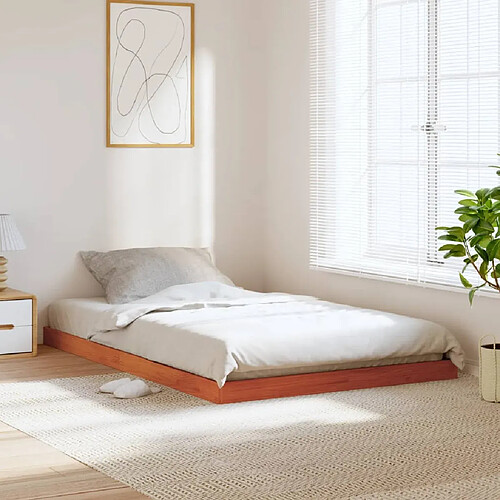 vidaXL Cadre de lit sans matelas cire marron 120x190cm bois pin massif