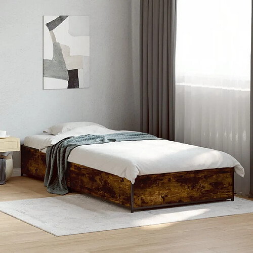 vidaXL Cadre de lit sans matelas chêne fumé 75x190 cm