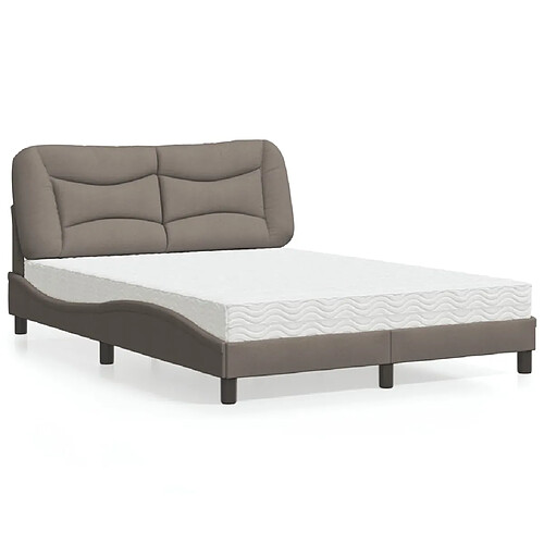 vidaXL Lit avec matelas Hvar taupe 140x190 cm tissu