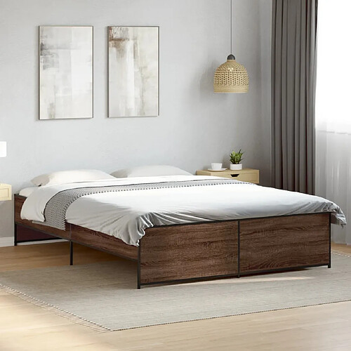 vidaXL Cadre de lit sans matelas chêne marron 150x200 cm