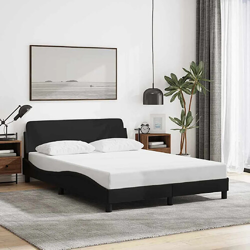 vidaXL Cadre de lit Dover noir 140x200 cm tissu