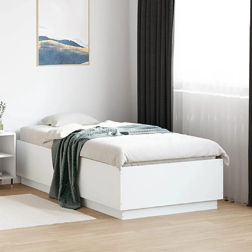 vidaXL Cadre de lit avec LED sans matelas blanc 75x190 cm