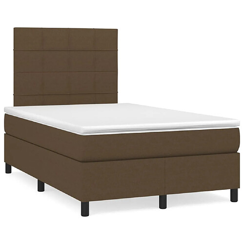 vidaXL Sommier à lattes de lit et matelas marron foncé 120x190cm tissu