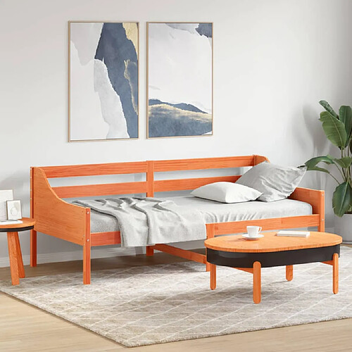 vidaXL Lit de jour sans matelas cire marron 80x200 cm bois pin massif