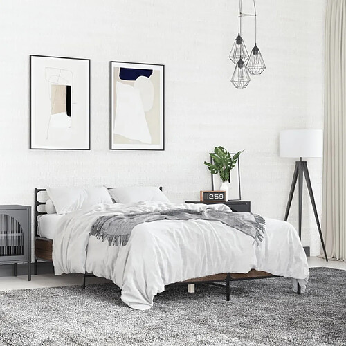 vidaXL Cadre de lit sans matelas chêne marron 135x190 cm