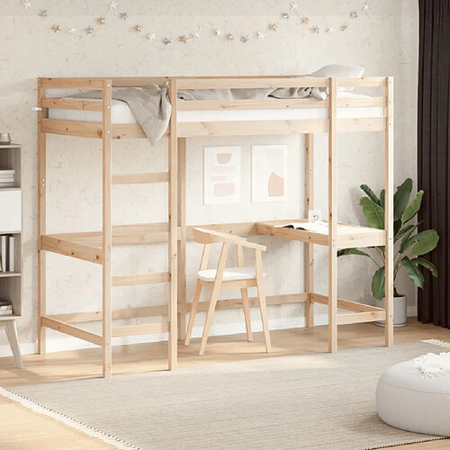 vidaXL Lit superposé avec bureau 90x200 cm bois de pin massif