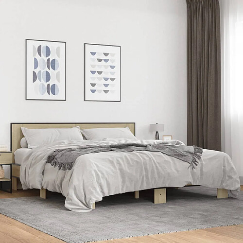 vidaXL Cadre de lit sans matelas chêne sonoma 200x200 cm