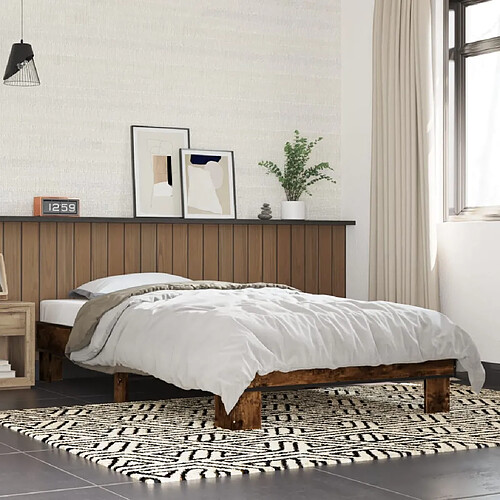 vidaXL Cadre de lit sans matelas chêne fumé 75x190 cm