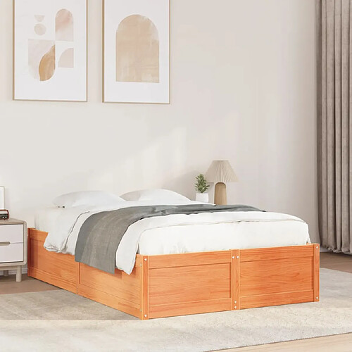 vidaXL Cadre de lit sans matelas cire marron 120x200cm bois pin massif