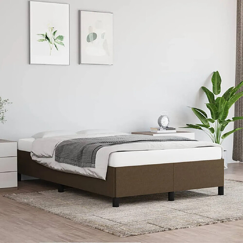 vidaXL Cadre de lit sans matelas marron foncé 120x190 cm tissu