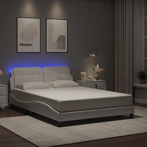 vidaXL Cadre de lit avec LED sans matelas Zadar blanc 140x200 cm