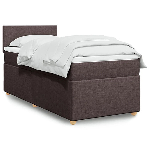 vidaXL Sommier à lattes de lit avec matelas Marron foncé 90x200 cm
