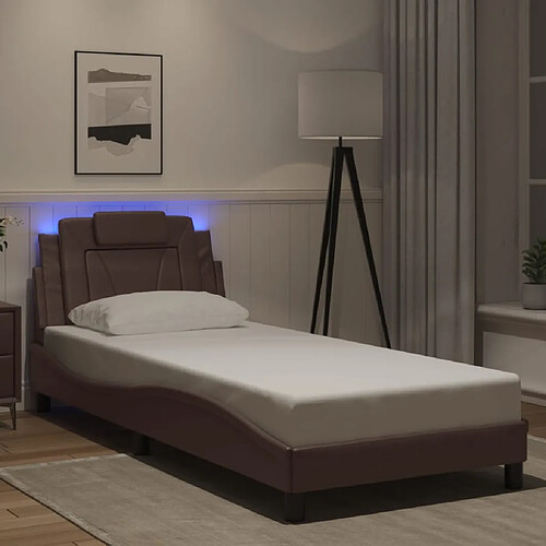 vidaXL Cadre de lit Viana avec LED sans matelas marron 80x200 cm
