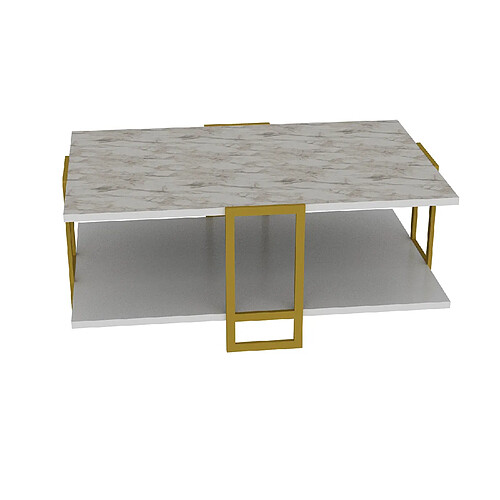 Decorotika Table Basse Polka - Effet Marbre Blanc