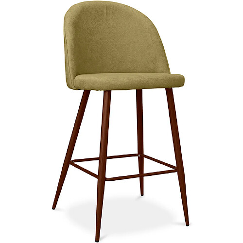 ICONIK INTERIOR Tabouret rembourré en tissu - Design scandinave - 66cm- Evelyne Jaune Clair