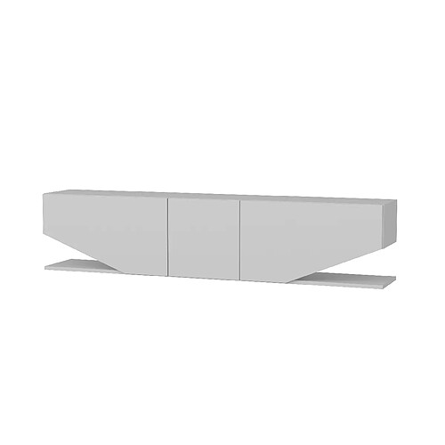 Meuble tv Incia de 180 cm avec 3 armoires - Banc TV (blanc brillant) | Leroy Merlin