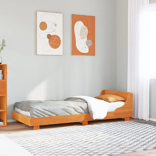 vidaXL Cadre de lit sans matelas cire marron 100x200cm bois pin massif
