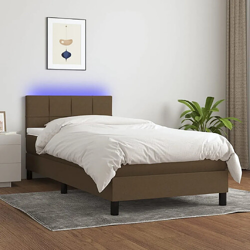 vidaXL Sommier à lattes de lit matelas et LED Marron foncé 100x200cm