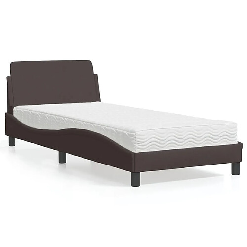 vidaXL Lit avec matelas Dover marron foncé 90x200 cm tissu