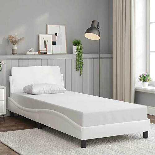 vidaXL Cadre de lit Dover blanc 90x200 cm similicuir