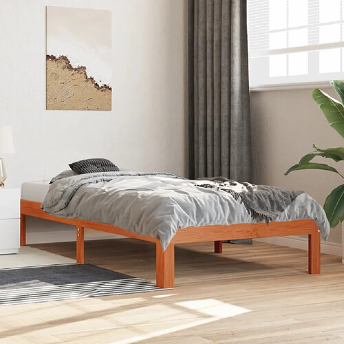 vidaXL Cadre de lit sans matelas cire marron 90x190 cm bois pin massif