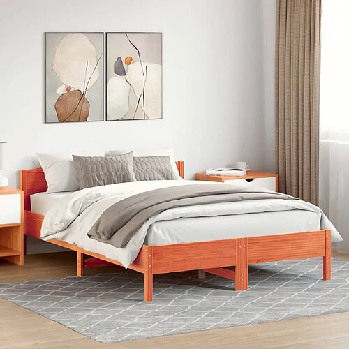 vidaXL Cadre de lit sans matelas cire marron 160x200cm bois pin massif