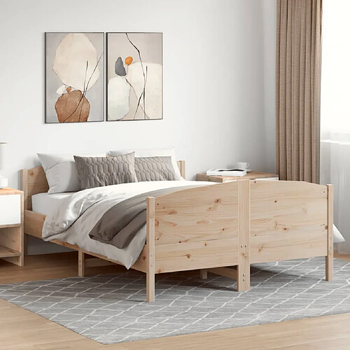 vidaXL Cadre de lit sans matelas 135x190 cm bois de pin massif